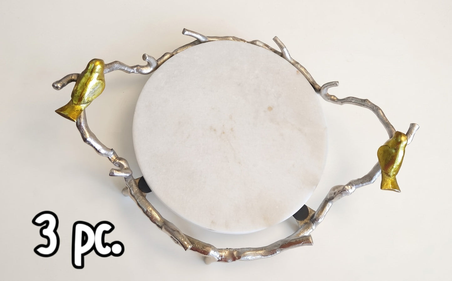 Marble Serving Tray with Bird Handles