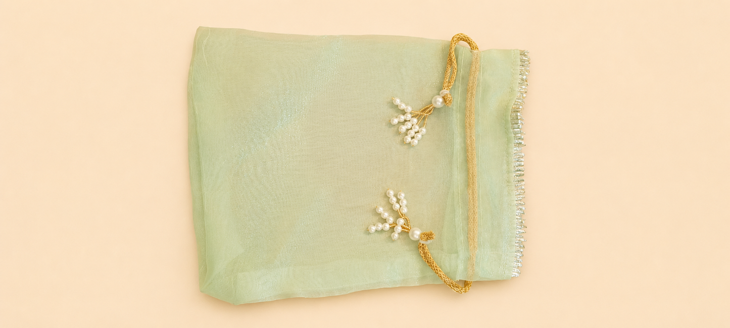 Mint Green Organza Potli Bag