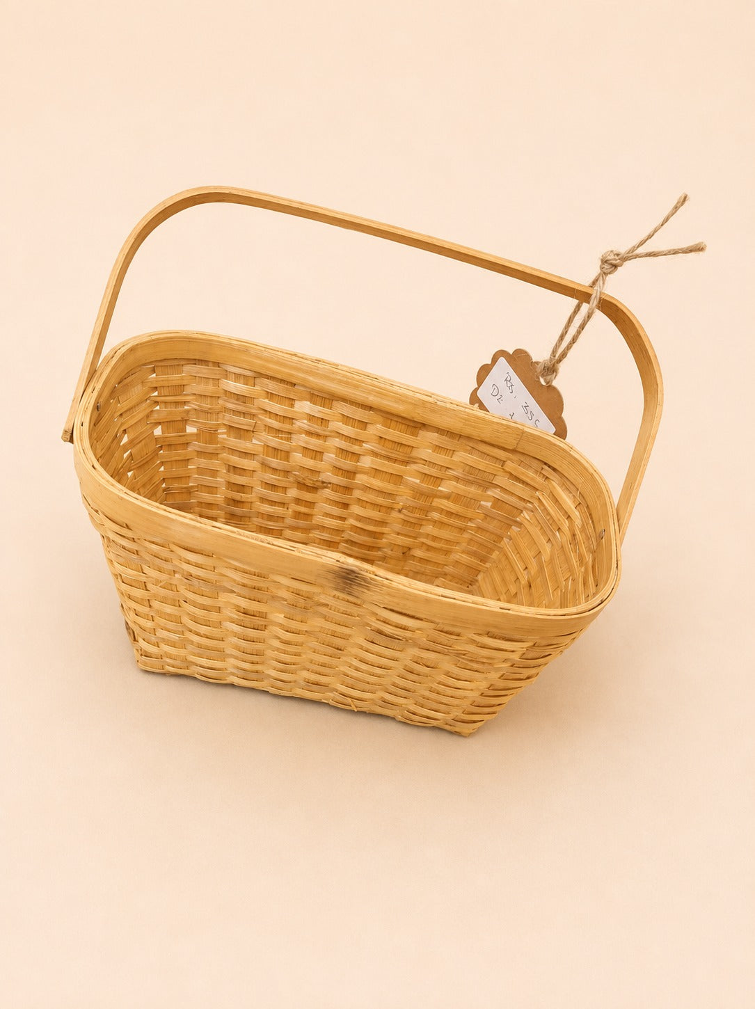 Handwoven Bamboo Basket with Handle