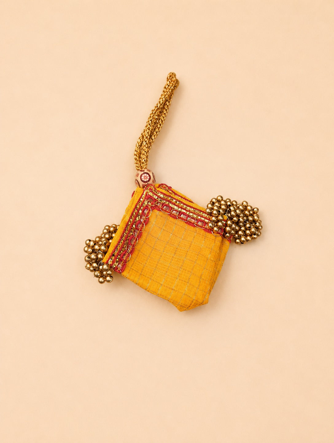 Mustard Yellow Beaded Potli Bag