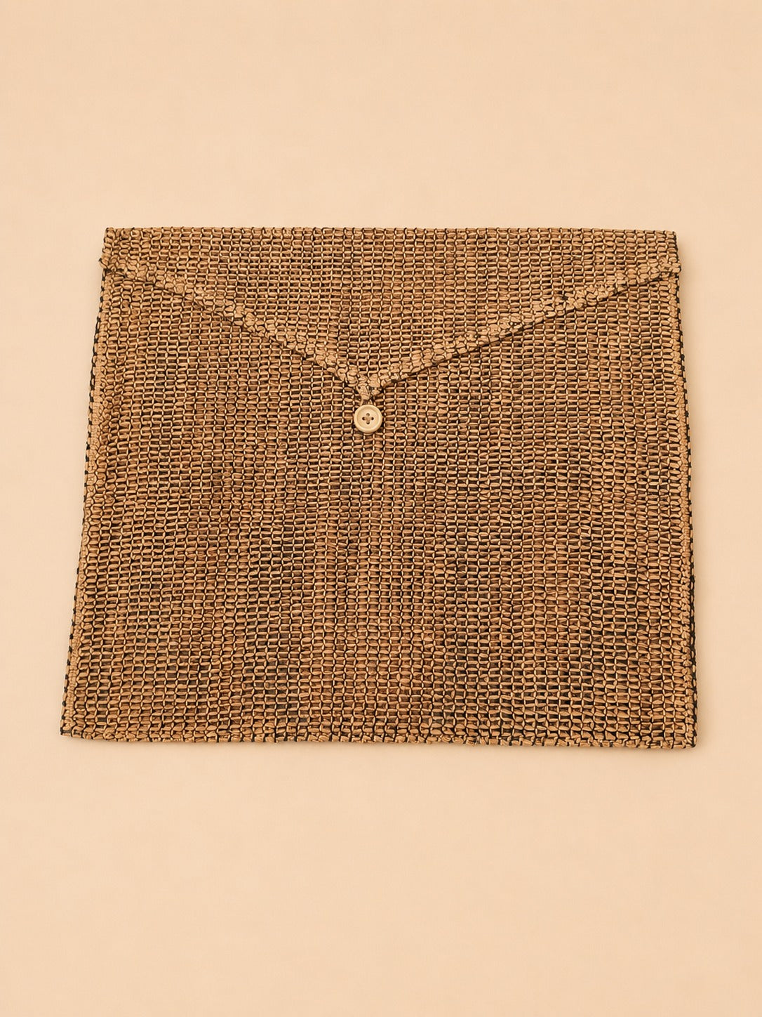 Handwoven Brown Jute Envelope Clutch