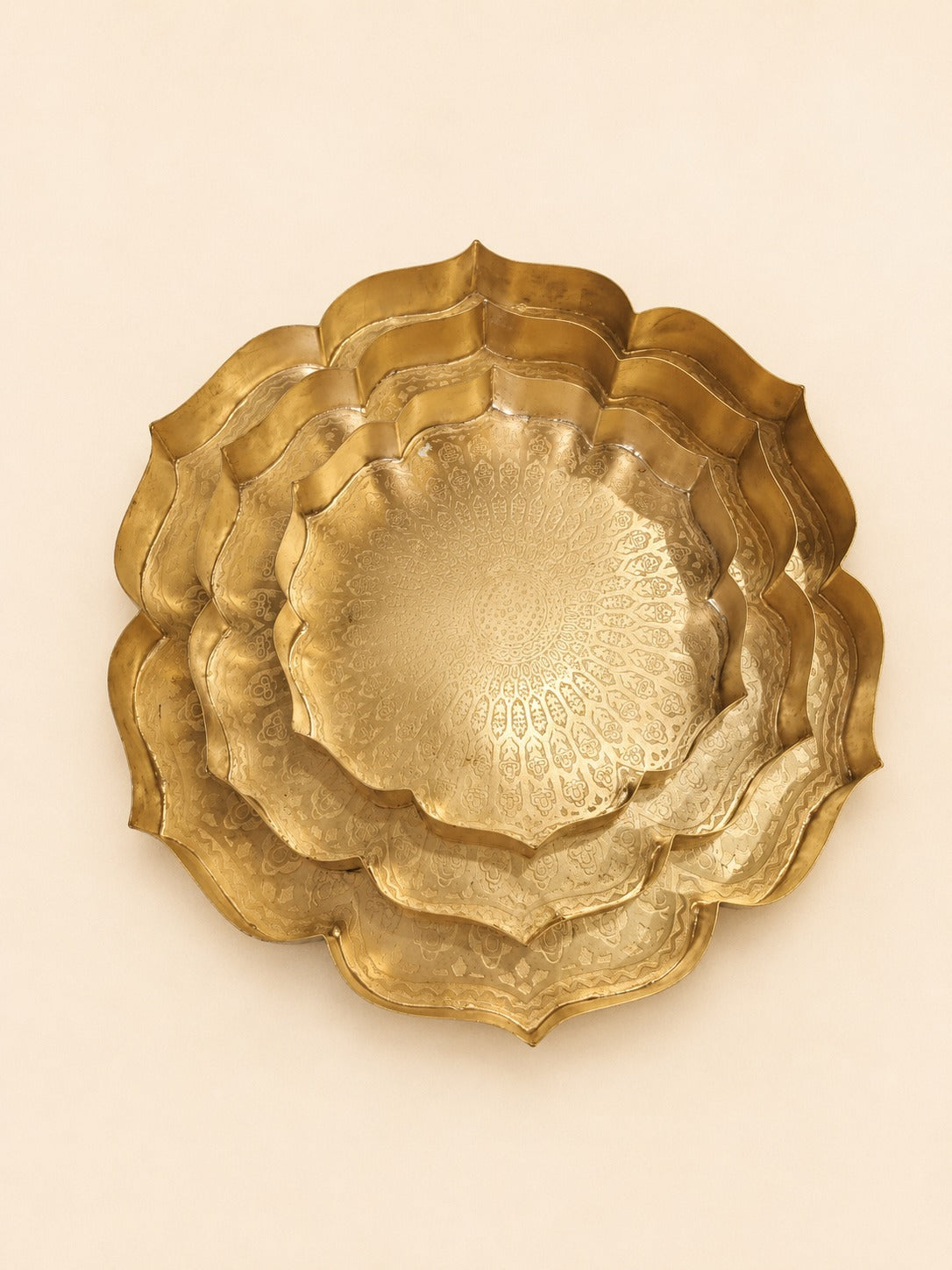 Antique Gold Lotus Serving Bowl Set
