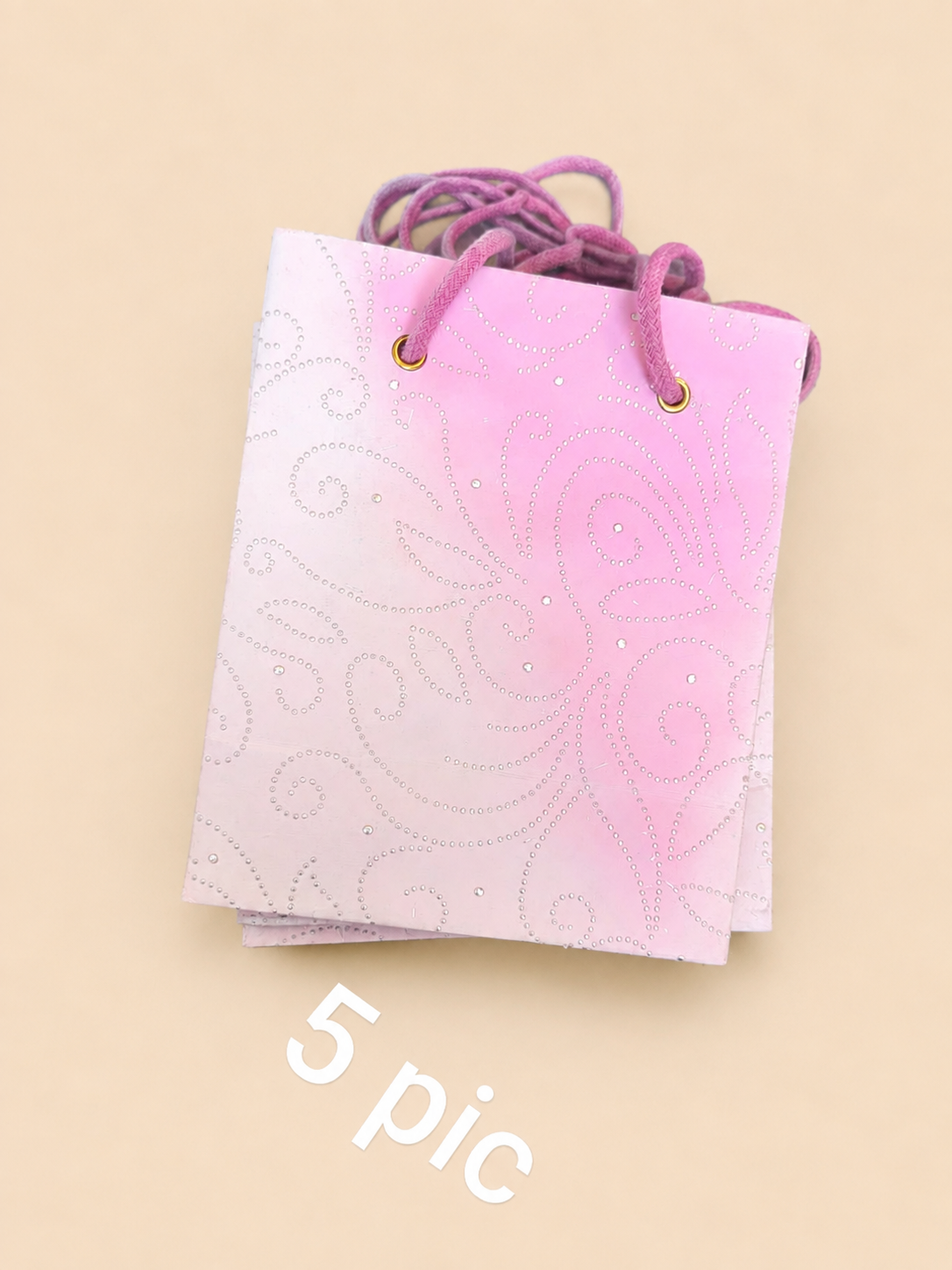 Pink Embossed Gift Bag Set