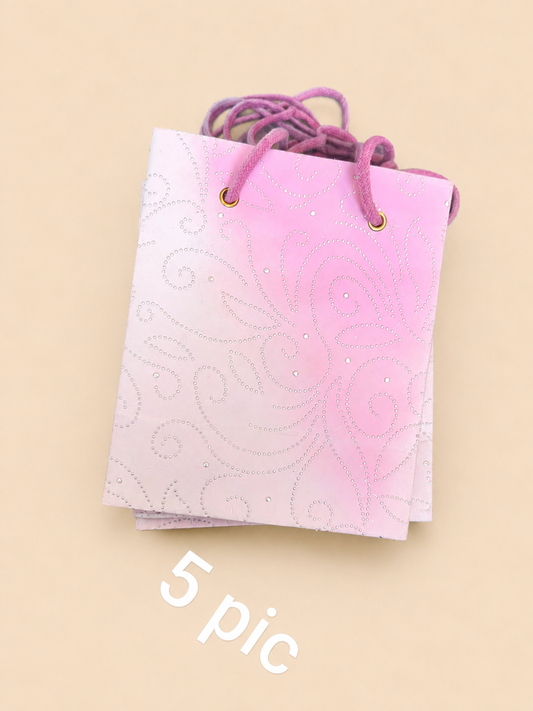 Pink Embossed Gift Bag Set