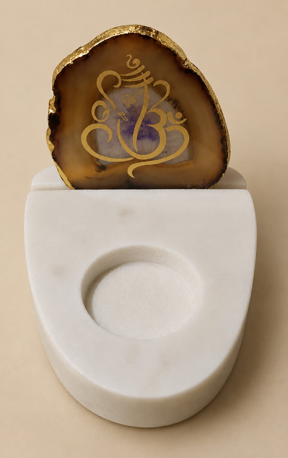 Marble Ganesha Tea Light Holder