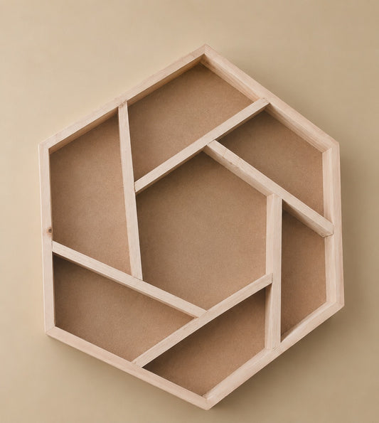 Hexagon Wooden Wall Shelf