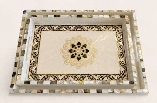 Mother of Pearl Serving Tray Set