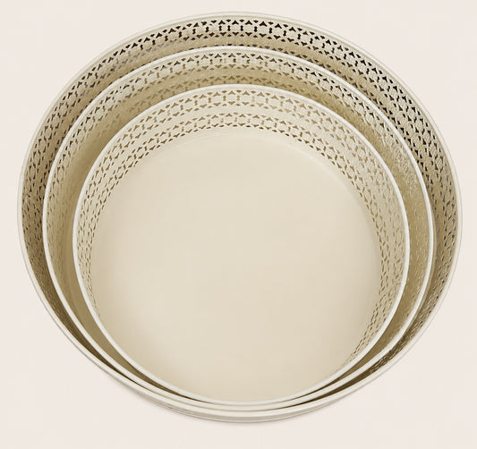 Round Metal Serving Tray Set