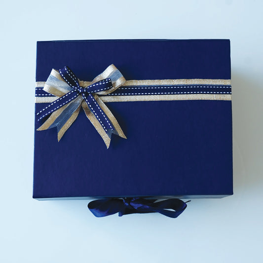 Midnight Blue & Gold Ribbon Gift Box