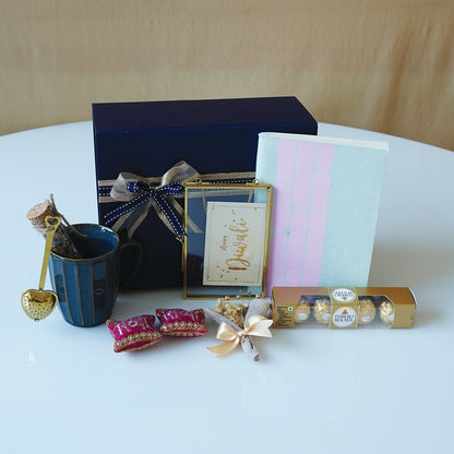 Midnight Blue & Gold Ribbon Gift Box