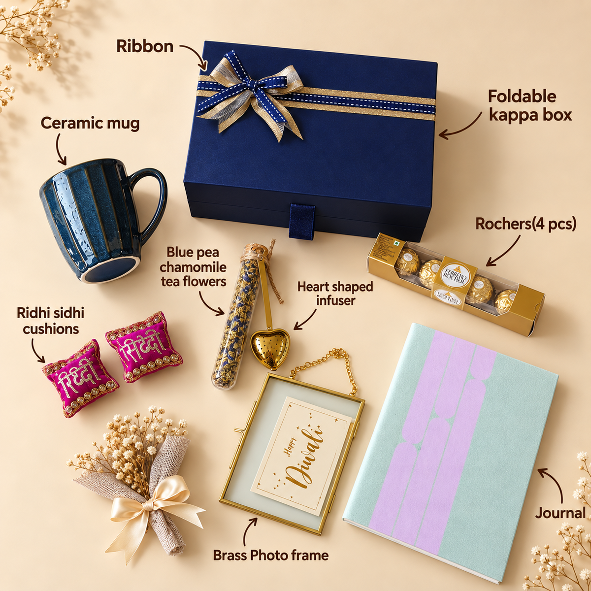Midnight Blue & Gold Ribbon Gift Box