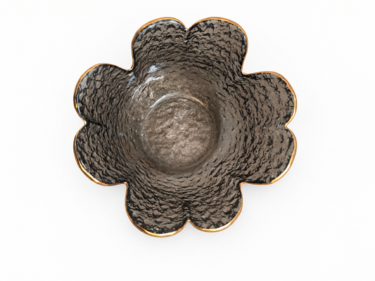 Gold Rim Flower Glass Bowl