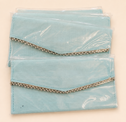 Sky Blue Pearl Envelope Clutch