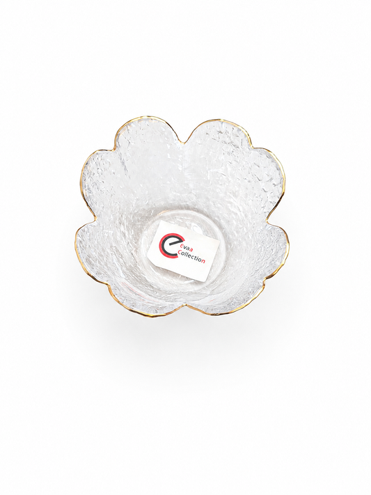 Gold Rim Glass Flower Bowl