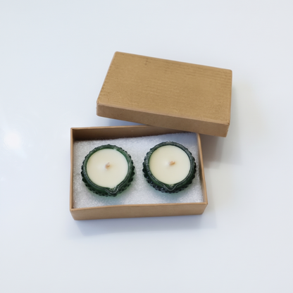 Glass Diyas in a Kappa box(2 Diyas)