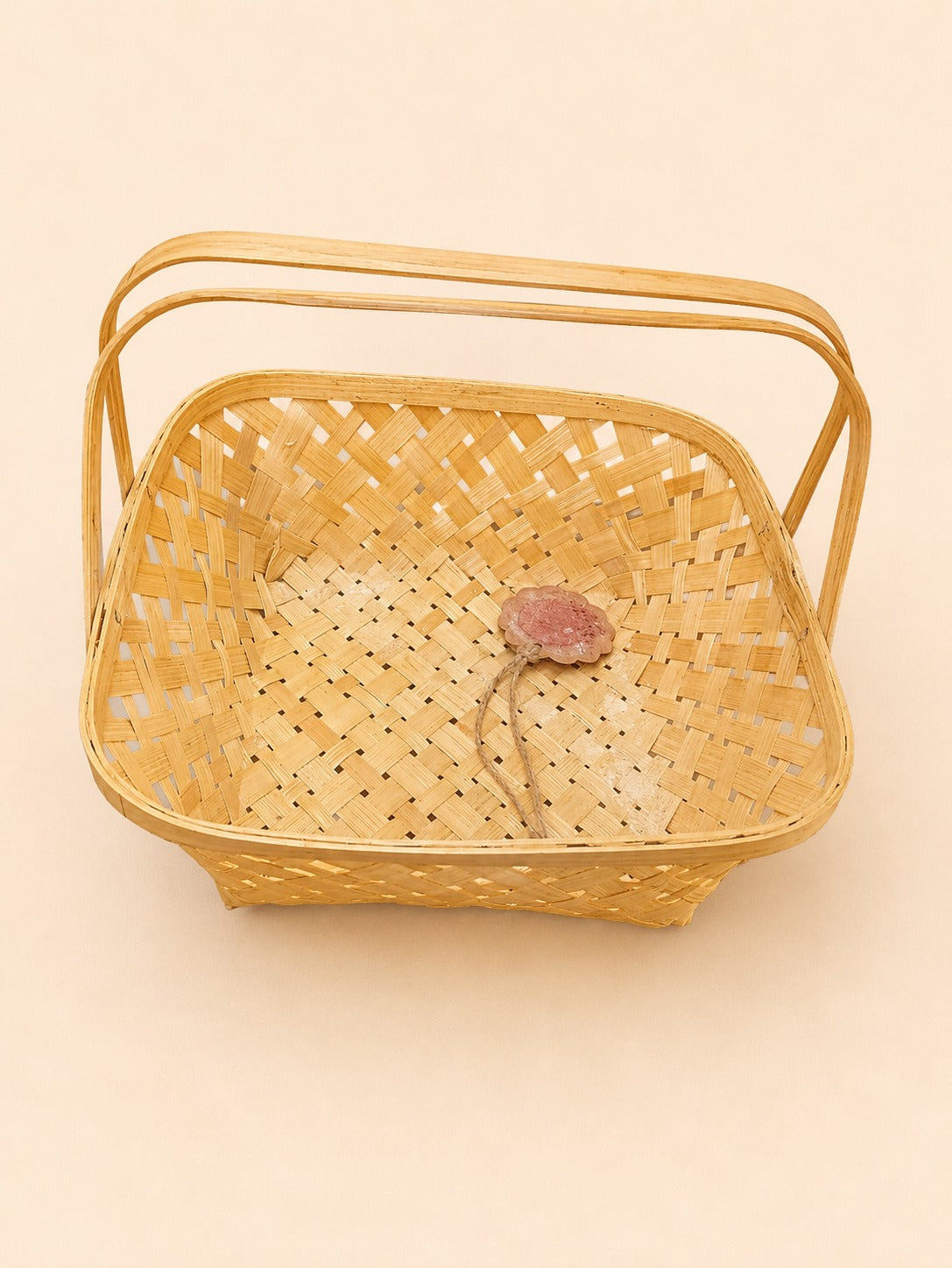 Handwoven Bamboo Basket with Double Handles