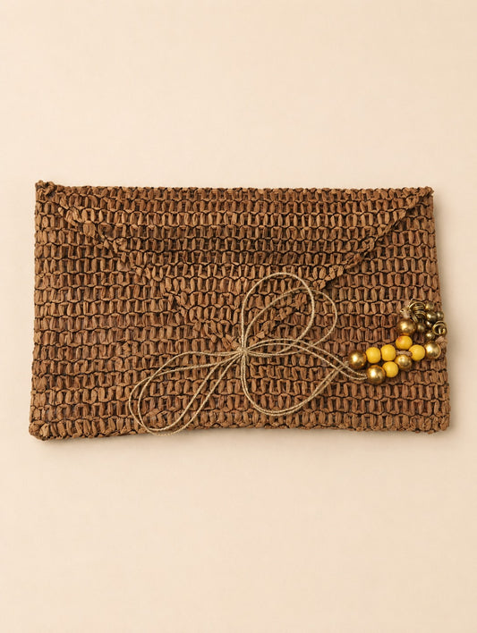 Rustic Handwoven Beaded Clutch