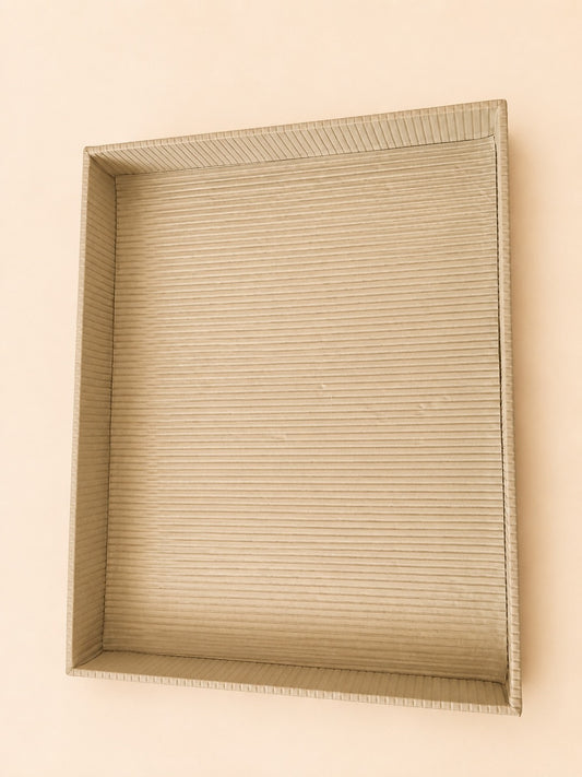 Natural Beige Textured Rectangular Tray