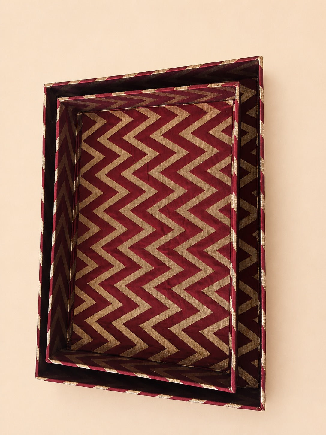 Maroon & Gold Chevron Designer Tray