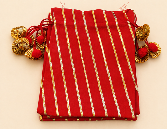 Royal Crimson Striped Potli Bag