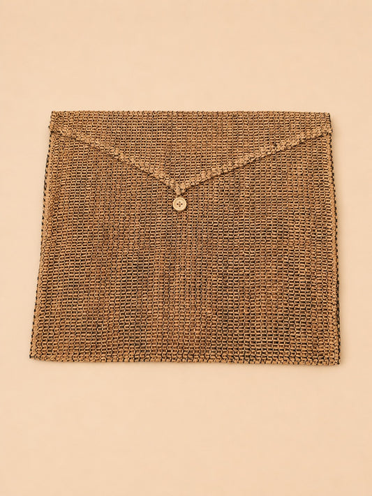 Handwoven Brown Jute Envelope Clutch