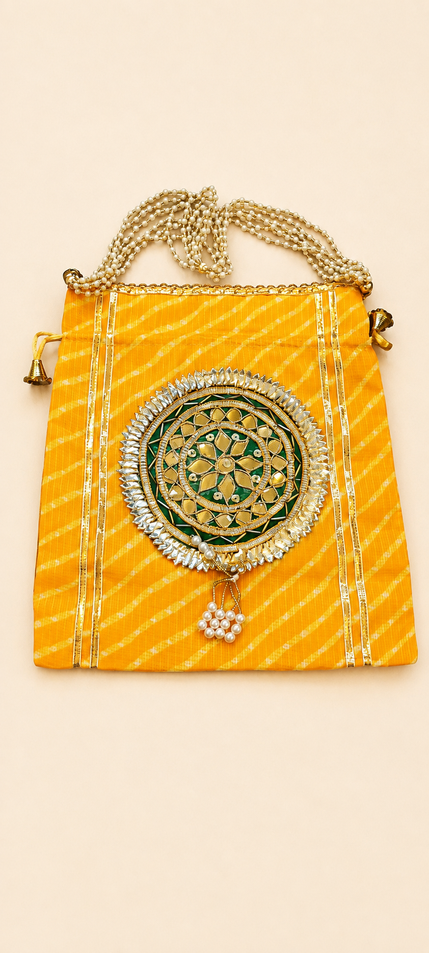 Sunshine Pearl Embroidered Potli Bag