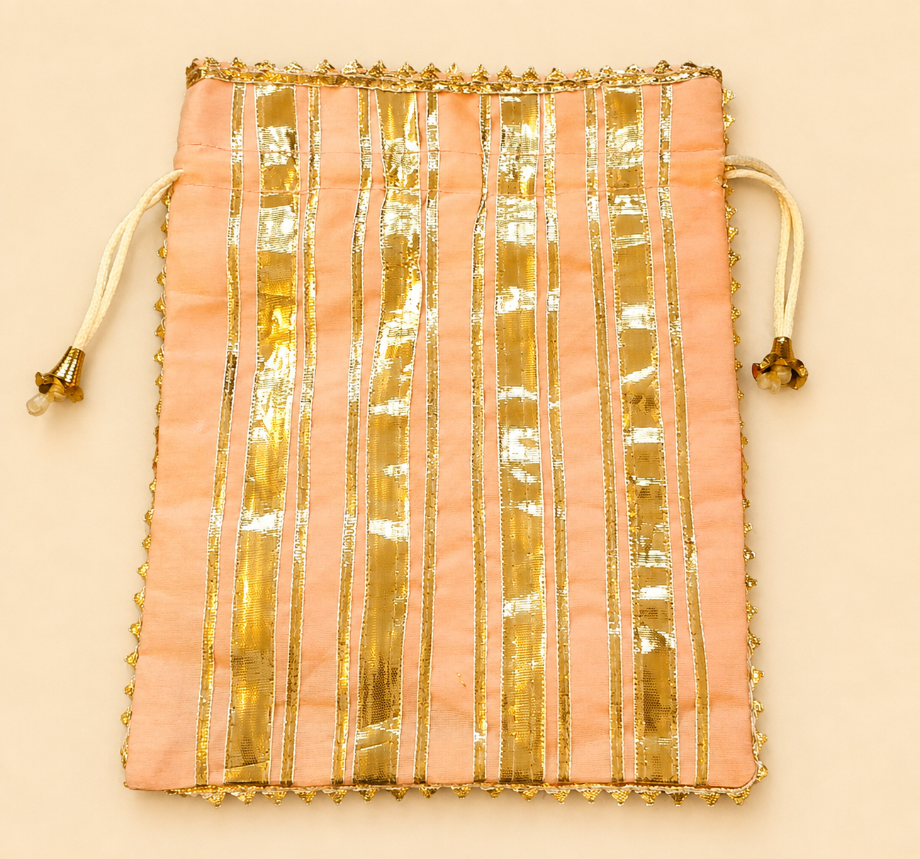 Blush Gold Striped Potli Bag
