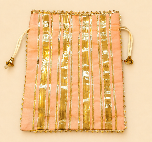 Blush Gold Striped Potli Bag