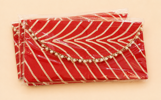 Royal Red Pearl Envelope Potli Clutch