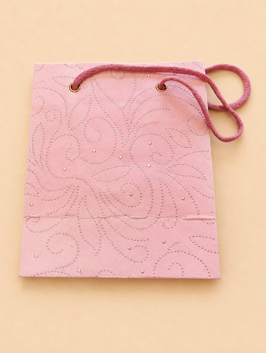 Pink Embellished Paisley Gift Bag