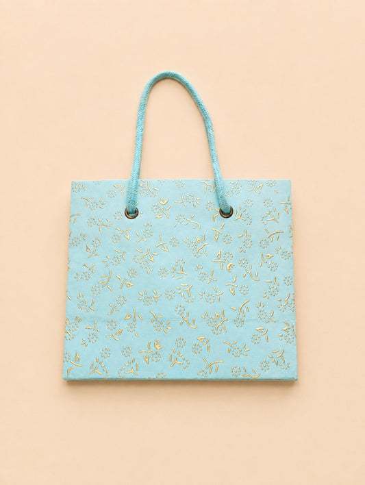 Sky Blue Gold-Pattern Gift Bag