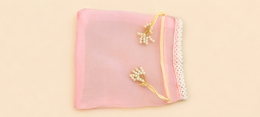 Blush Pink Pearl Organza Potli Bag