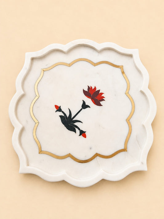 Marble Floral Serving Platter